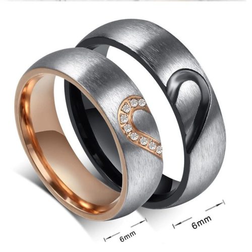 Damen-Ehering aus Edelstahl mit Herzmotiv, Größe 6