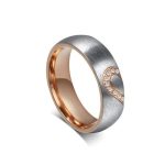 Damen-Ehering aus Edelstahl mit Herzmotiv, Größe 6