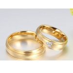 Damen-Ehering, Edelstahl, Gold, Größe 6