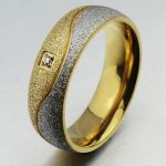 Damen-Ehering mit abstraktem Dekor, Edelstahl, Gold, Größe 8