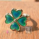  Stimmungsring mit vierblättrigem Kleeblattmotiv, größenverstellbar