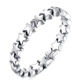 Silberring mit Sternmuster, Größe 7
