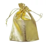 Handgefertigte goldfarbene Schnur-Schmucktasche 9x12 cm