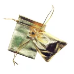 Handgefertigte goldfarbene Schnur-Schmucktasche 9x12 cm