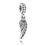  Versilberter Engelsflügel-Charm mit Zirkoniasteinen