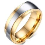  Herren-Ehering, Edelstahl, Gold, Größe 9