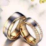  Herren-Ehering, Edelstahl, Gold, Größe 9