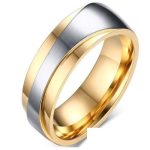  Herren-Ehering, Edelstahl, Gold, Größe 10