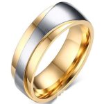  Herren-Ehering, Edelstahl, Gold, Größe 11