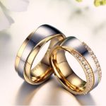  Herren-Ehering, Edelstahl, Gold, Größe 11