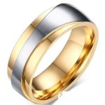  Herren-Ehering, Edelstahl, Gold, Größe 12