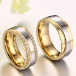  Herren-Ehering, Edelstahl, Gold, Größe 12