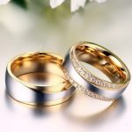  Herren-Ehering, Edelstahl, Gold, Größe 12