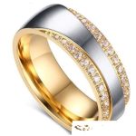  Damen-Ehering, Edelstahl, Gold, Größe 8