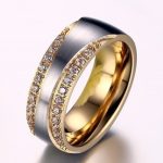  Damen-Ehering, Edelstahl, Gold, Größe 8