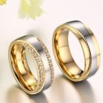  Damen-Ehering, Edelstahl, Gold, Größe 8