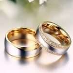  Damen-Ehering, Edelstahl, Gold, Größe 8