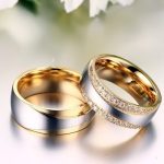  Damen-Ehering, Edelstahl, Gold, Größe 7