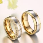  Damen-Ehering, Edelstahl, Gold, Größe 6