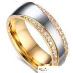 Damen-Ehering, Edelstahl, Gold, Größe 5