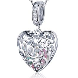  Silberner Herzanhänger mit Zirkonsteinen