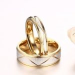  Herren-Ehering, Edelstahl, goldfarben, Größe 9