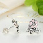 Silberne Kirschblütenohrringe, rosa