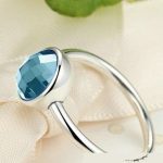 Silberring mit rundem Stein, Blau, 8
