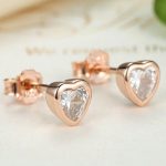 Silberohrringe, herzförmig, Roségold, Roségold