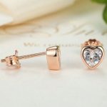 Silberohrringe, herzförmig, Roségold, Roségold