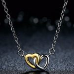 Doppelte Herz-Silberhalskette
