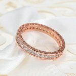 Kupferring mit Zirkonkristall, Zirkonsteinen, Roségold, Größe 7