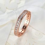 Kupferring mit Zirkonkristall, Roségold, Größe 9