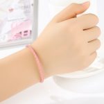 Geflochtenes Armband, Leder, rosa, mit Silberverschluss, 20 cm