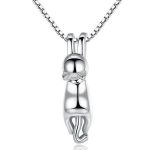 Silberne Halskette mit einer Katze