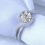 Damen-Verlobungsring, Silber, gedreht, Größe 8