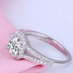 Damen-Verlobungsring, Silber, Kristall, Größe 6