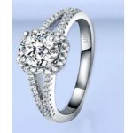 Damen-Verlobungsring, Silber, Kristall, Größe 5