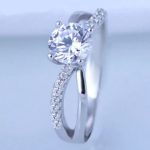 Damen-Verlobungsring, Silber, mit Zirkonkristall, Größe 5