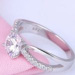 Damen-Verlobungsring, Silber, mit Zirkonkristall, Größe 5