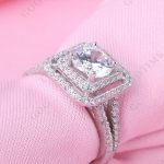 Damen-Verlobungsring, Silber, quadratisch, Größe 7