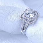 Damen-Verlobungsring, Silber, quadratisch, Größe 7