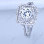 Damen-Verlobungsring, Silber, quadratisch, Größe 5