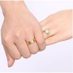  Herren-Ehering, Edelstahl, goldfarben, Größe 10