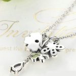 Silberkette mit Kirschblüten, Silber - Rosa