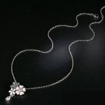 Silberkette mit Kirschblüten, Silber - Rosa