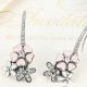 Silberne Kirschblüten-Ohrringe mit Strass-Anhänger, rosa