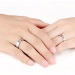  Herren-Ehering mit Fußabdruck, Edelstahl, silberfarben, Größe 8