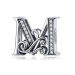  Silberner Buchstabe-M-Charm mit Zirkoniumkristall