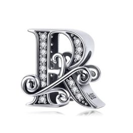  Silberner Buchstabe R-Charm mit Zirkoniumkristall